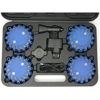 Powerflash LED Kofferset 4 Blitzer Blau